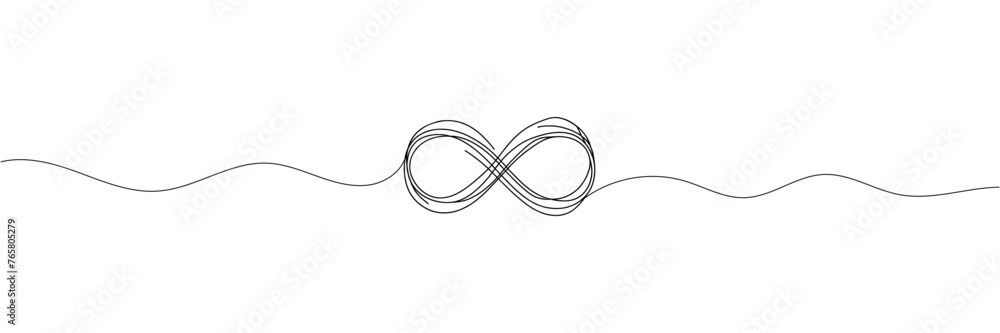 Printthe infinity sign is drawn in one line style. Vector illustration. Printthe infinity sign is drawn in one line style. Vector illustration.