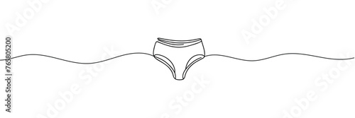 Vector abstract continuous one single simple line drawing icon of panties in silhouette sketch photo