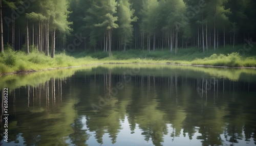 Forest trees reflection on rippled water surface © Dumitru