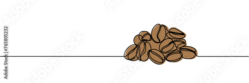 One continuous line draws coffee beans.