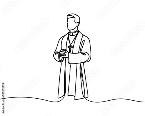 One continuous line drawing of a male priest.
