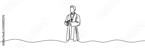 One continuous line drawing of a male priest.