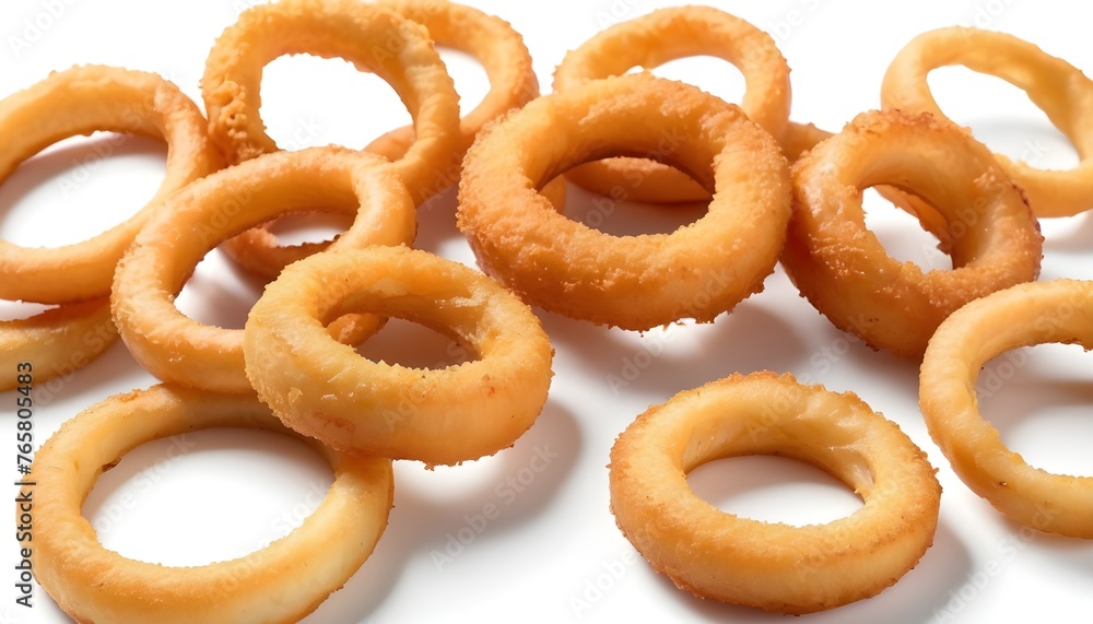 Onion rings on a white background