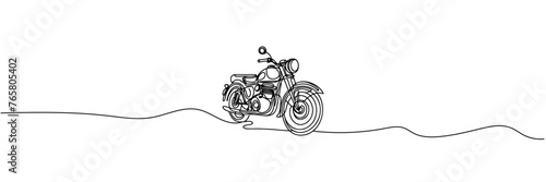 One continuous line drawing of a motorcycle © dariachekman