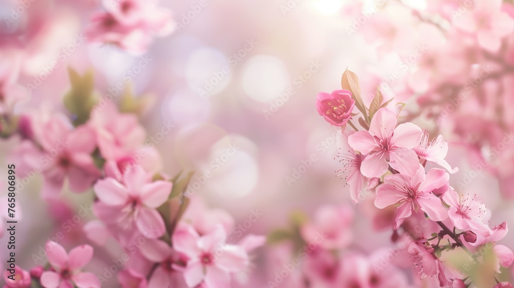 Floral background. Banner with delicate pink flowers Floral background. Banner with delicate pink flowers