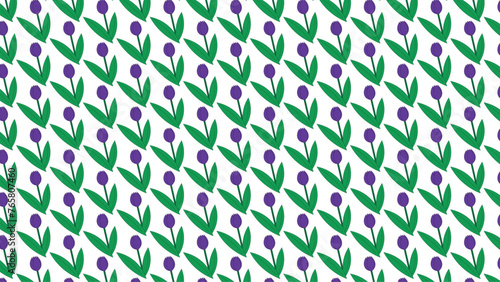Background with repeating pattern in tulip shape. Tulips distributed regularly in the area. Fabric, packaging, flower