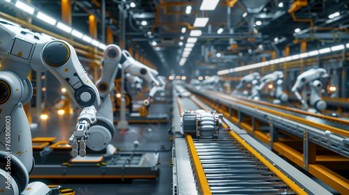 Robotic Assembly Line in Modern Manufacturing Facility