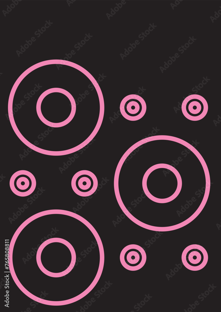 Simple vector background with circles. Circles without filling and with a purple stroke on a black background. Background, wallpaper, poster. Black background with circles. Simple vector background with circles. Circles without filling and with a purple stroke on a black background. Background, wallpaper, poster. Black background with circles.