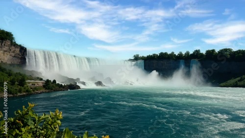 waterfall in the forest, seamless looping 4k animation video background 