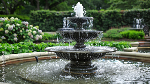 Tranquil Fountain with Gentle Water Flowing