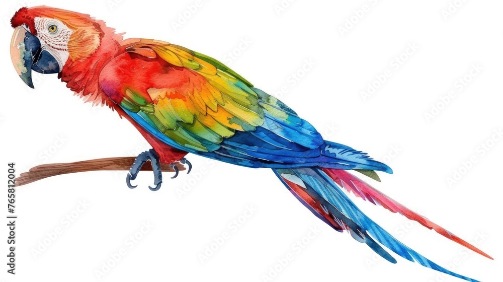 Watercolor clipart of a vibrant toucan, tropical and colorful, isolated on white background for exotic bird and nature themes