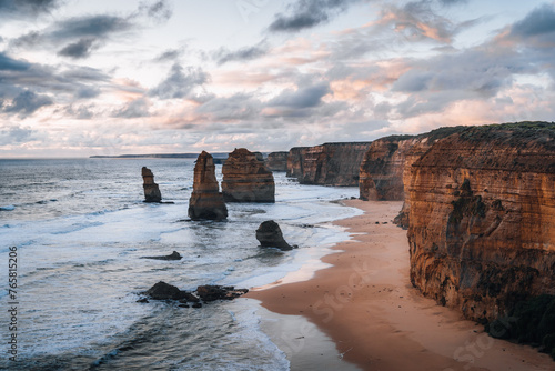 Great view at the rocks of the twelve apostels along the Great Ocean Road in south Australia photo