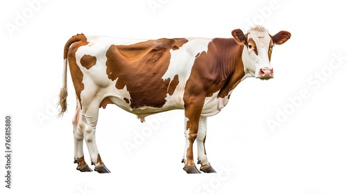Full body cow, profile, white background.