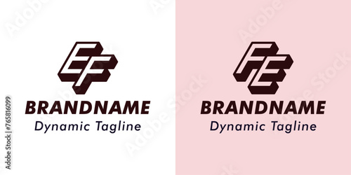 Letters EF and FE 3D Monogram Logo, Suitable for business with EF or FE initials