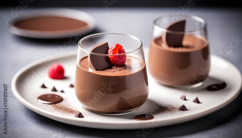 Chocolate panna cotta dessert photo