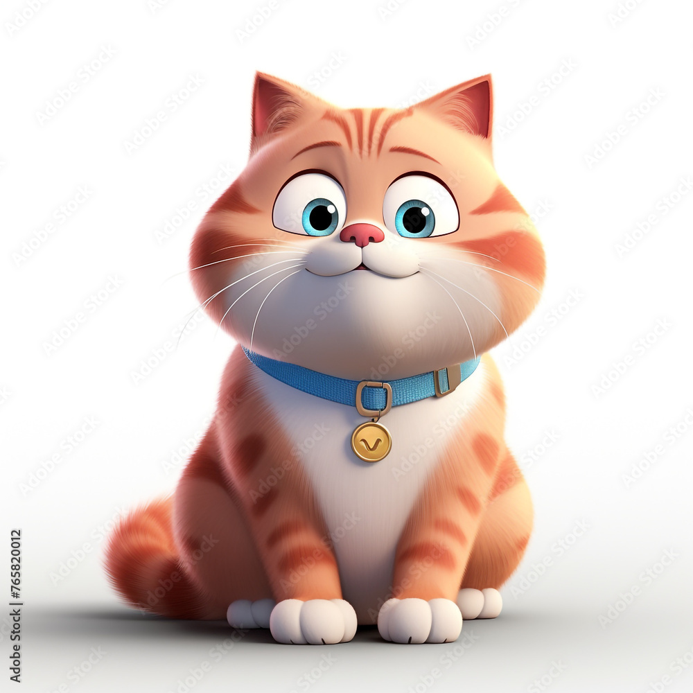 white background, light falling from above, front view, cartoon fat cat сreated with Generative Ai white background, light falling from above, front view, cartoon fat cat сreated with Generative Ai
