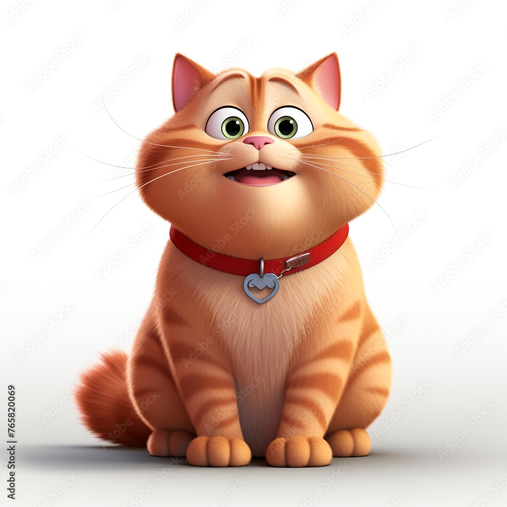 white background, light falling from above, front view, cartoon fat cat сreated with Generative Ai white background, light falling from above, front view, cartoon fat cat сreated with Generative Ai