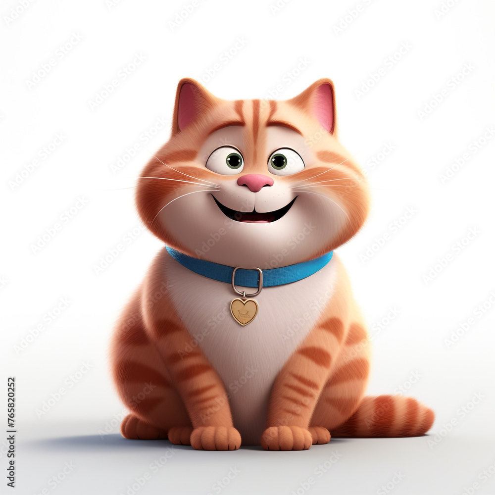 white background, light falling from above, front view, cartoon fat cat сreated with Generative Ai white background, light falling from above, front view, cartoon fat cat сreated with Generative Ai