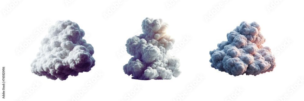 Set of Clouds of white, illustration, isolated over on transparent white background Set of Clouds of white, illustration, isolated over on transparent white background