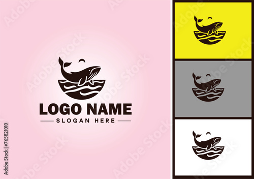 Whale icon logo vector art graphics for business brand icon Whale fish Ocean logo template