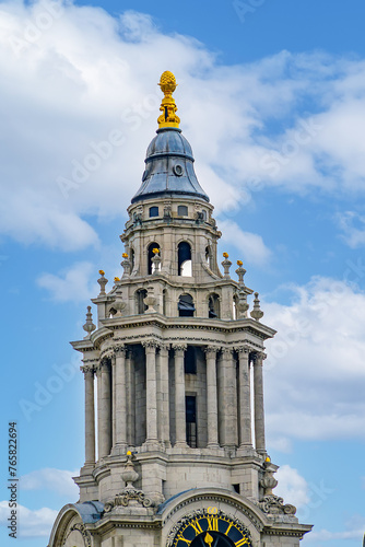 Famous St. Paul Cathedral in London, It sits at top of Ludgate Hill - highest point in City of London. Cathedral was built by Christopher Wren between 1675 and 1711. London, UK. photo