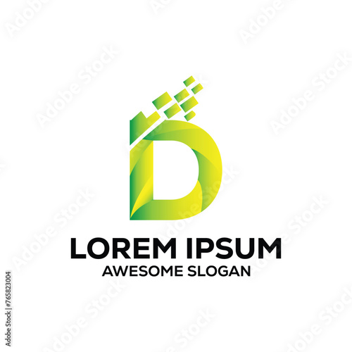 D letter logo gradient colorful vector design illustration template