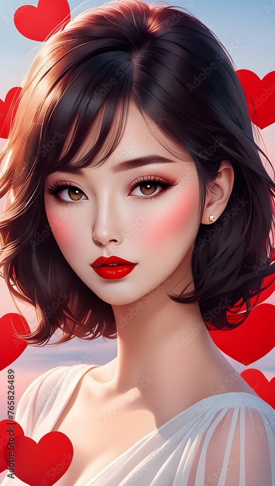 Red lady. Generate AI. Red lady. Generate AI.