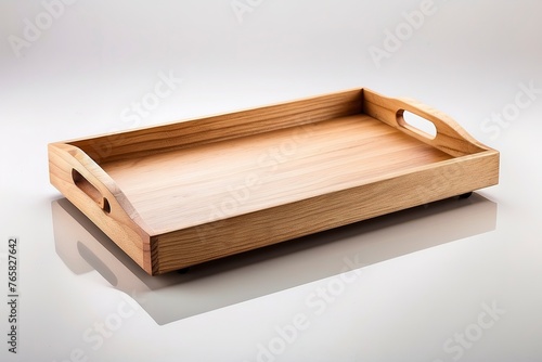 empty wooden plate isolated on a white background