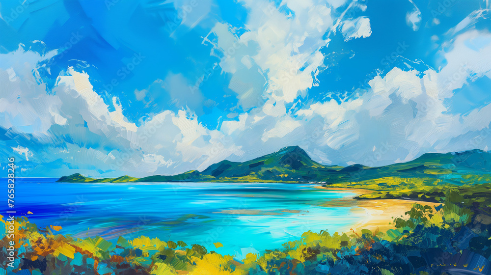 Blue Okinawa landscape