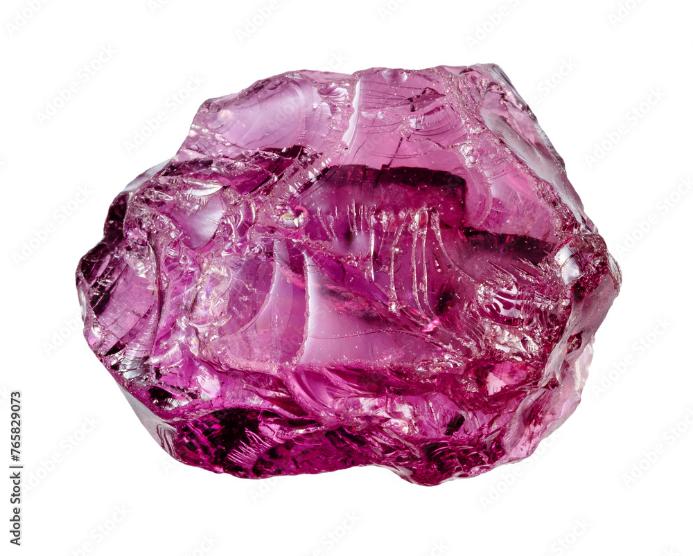 close up of sample of natural stone from geological collection - raw rhodolite mineral isolated on white background from Kenya close up of sample of natural stone from geological collection - raw rhodolite mineral isolated on white background from Kenya