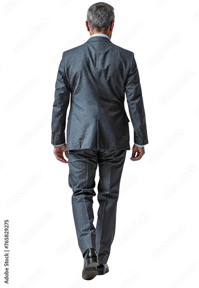 Business man in suit walking isolated on white transparent, businessman rear view. PNG Business man in suit walking isolated on white transparent, businessman rear view. PNG