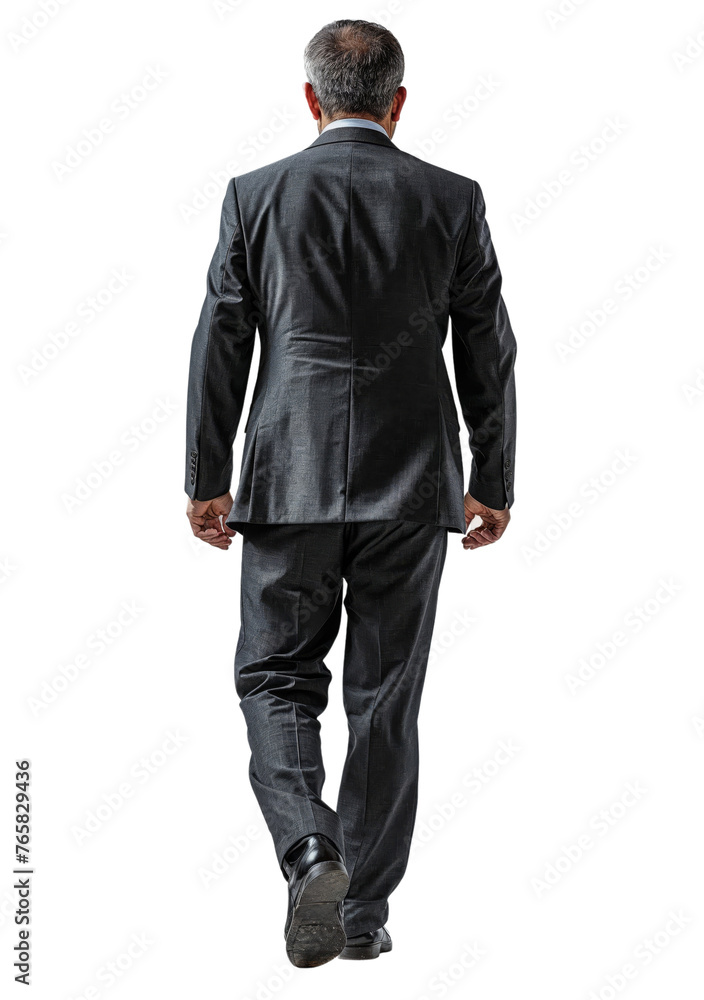 Business man in suit walking isolated on white transparent, businessman rear view. PNG Business man in suit walking isolated on white transparent, businessman rear view. PNG