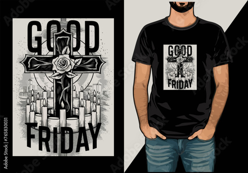 good friday typography with vector t-shirt design 