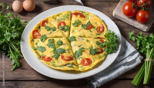 Fried omelettes with tomatoes ,autumn vegetables
