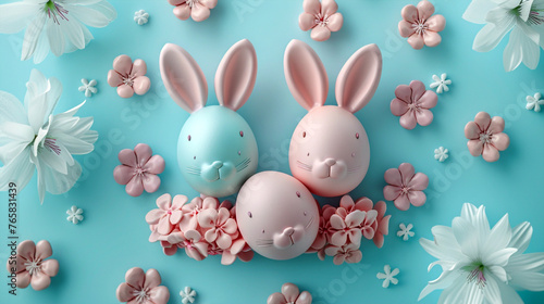 happy easter day design, suitable for templates, banners, posters, covers, invitations and others. Beautiful simple AI generated image in 4K, unique.