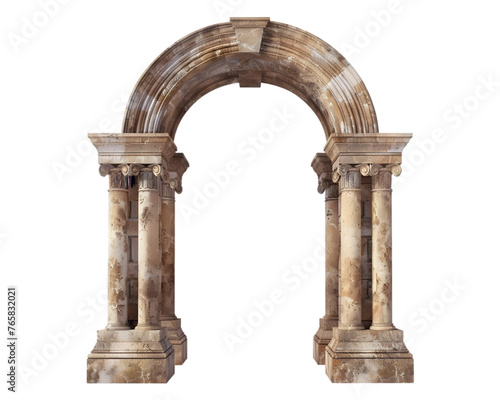 Roman arch on white transparent background