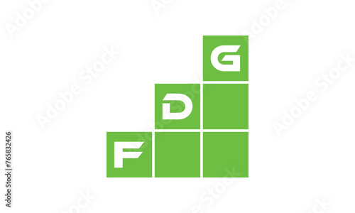 FDG initial letter financial logo design vector template. economics, growth, meter, range, profit, loan, graph, finance, benefits, economic, increase, arrow up, grade, grew up, topper, company, scale photo
