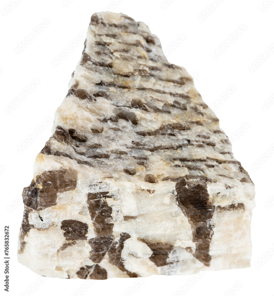 close up of sample of natural stone from geological collection - unpolished written granite rock isolated on white background close up of sample of natural stone from geological collection - unpolished written granite rock isolated on white background