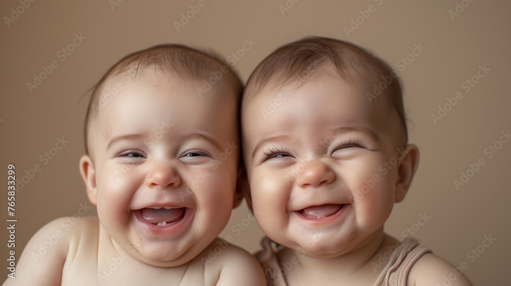 Studio shot of two happy cute smiling babies Studio shot of two happy cute smiling babies
