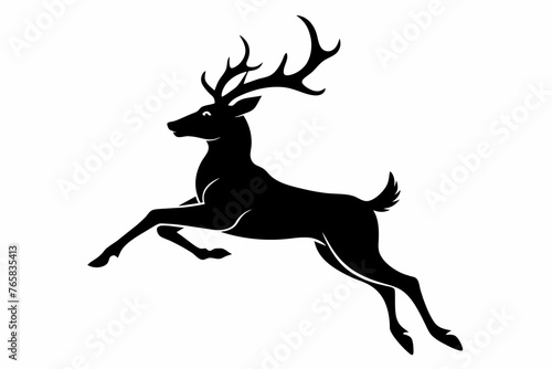  Jumping deer silhouette vector illustration