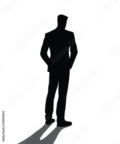 Silhouette of a successful man in a business suit from the back. Businessman in a jacket and trousers. Simple full length logo of a confident man, lawyer,
Vector
