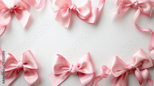 pink ribbon bows against a white background, pink bows, coquette background, pink bow wallpaper, cute bows