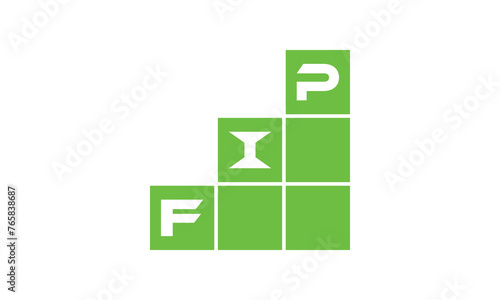 FIP initial letter financial logo design vector template. economics, growth, meter, range, profit, loan, graph, finance, benefits, economic, increase, arrow up, grade, grew up, topper, company, scale photo