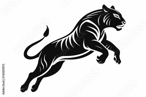 Jumping tiger silhouette vector illustration