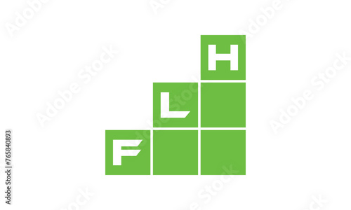 FLH initial letter financial logo design vector template. economics, growth, meter, range, profit, loan, graph, finance, benefits, economic, increase, arrow up, grade, grew up, topper, company, scale photo