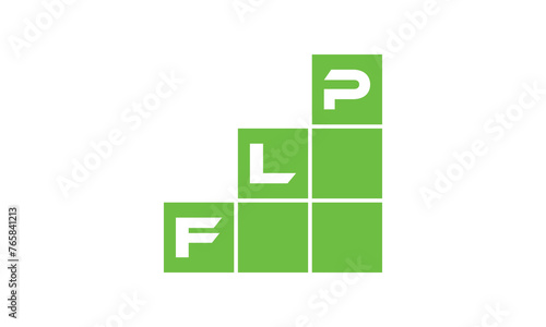 FLP initial letter financial logo design vector template. economics, growth, meter, range, profit, loan, graph, finance, benefits, economic, increase, arrow up, grade, grew up, topper, company, scale photo