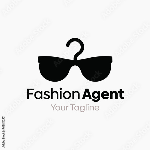 Illustration Vector Graphic Logo of Fashion Agent. Merging Concepts of a Hanger Fashion and Eye Glasses Shape. Good for Fashion Industry, Business Laundry, Boutique, Garment, Tailor and etc photo