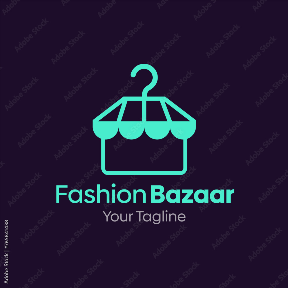 Illustration Vector Graphic Logo of Fashin Bazaar. Merging Concepts of a Hanger Fashion and Bazaar Store Shape. Good for Fashion Industry, Business Laundry, Boutique, Garment, Tailor and etc Illustration Vector Graphic Logo of Fashin Bazaar. Merging Concepts of a Hanger Fashion and Bazaar Store Shape. Good for Fashion Industry, Business Laundry, Boutique, Garment, Tailor and etc