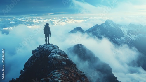 Inspiration: A lone hiker standing atop a mountain