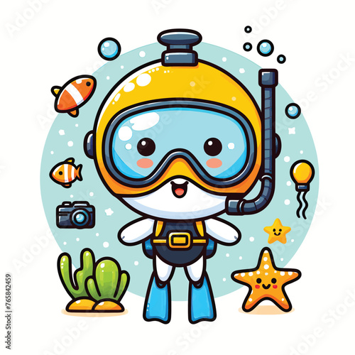 cute diver funny  Illustrator Artwork